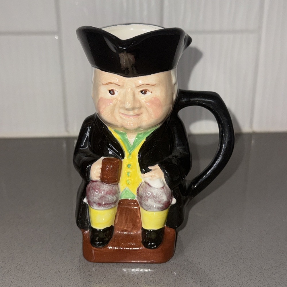 Vintage Ceramic Pitcher Hand painted in Toby Jug Style "Holland Mold" 5.5"H GUC